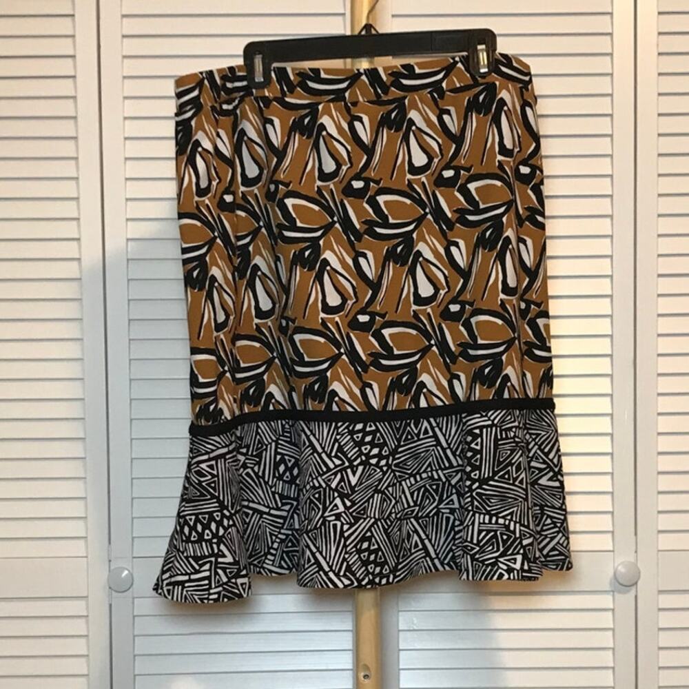 Cato Abstract Drop Waist Ruffled A-line Knee Length Skirt Women XL